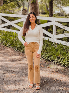 Vervet High Rise Crop Flare- Camel