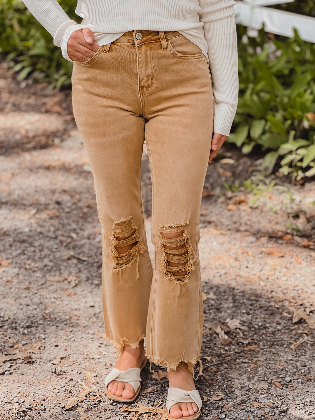 Vervet High Rise Crop Flare- Camel