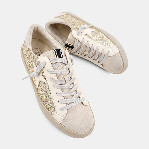 FINAL SALE - SHUSHOP Paula Sneaker- Gold Glitter