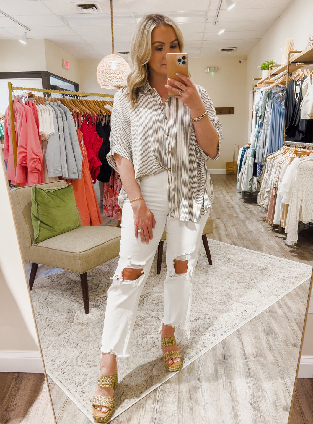 Risen High Rise Straight Crop White Denim