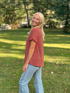 Short Sleeve Rib Knit Top