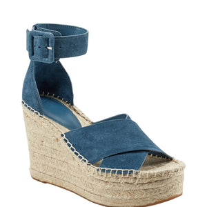 Blue wedge deals espadrilles