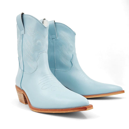 FINAL SALE - Shu Shop Zahara Western Boot- Light Blue