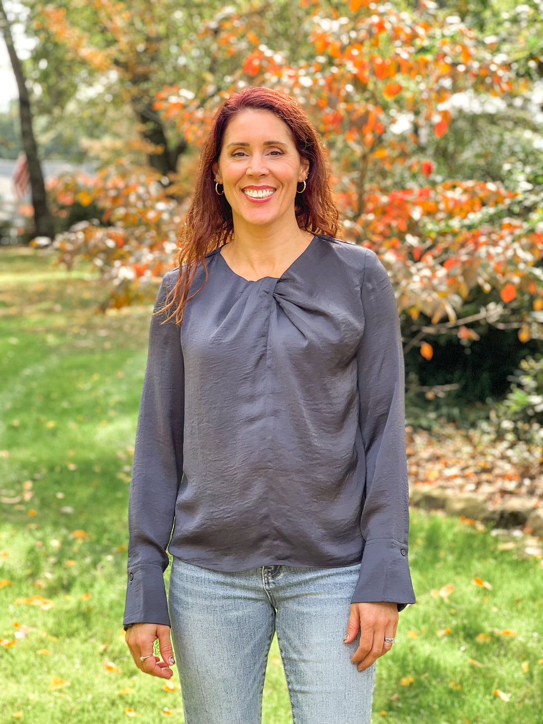 FINAL SALE- Twist Neck Satin Blouse