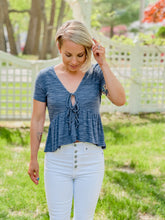 Load image into Gallery viewer, FINAL SALE - Tie Front Peplum Top
