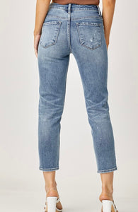 FINAL SALE - Risen Mid-Rise Paint Splatter Straight Jeans