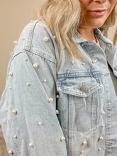 Load image into Gallery viewer, FINAL SALE - Pearl Detail Denim Jacket
