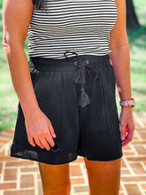 Load image into Gallery viewer, FINAL SALE- Black Drawstring Tassel Shorts